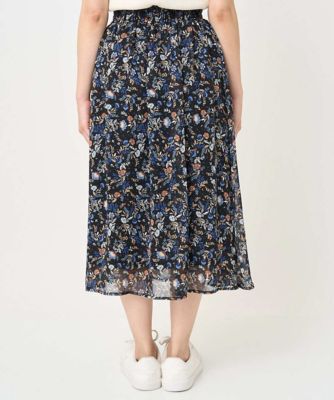 小さいサイズ】フラワードットプリントシフォンスカート／丈の長さが