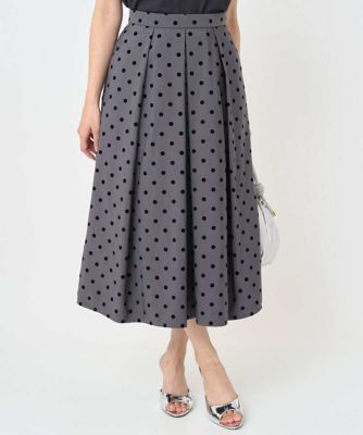＜MK MICHEL KLEIN（Women/小さいサイズ）＞【小さいサイズ】フロッキードット柄タックスカート／洗える