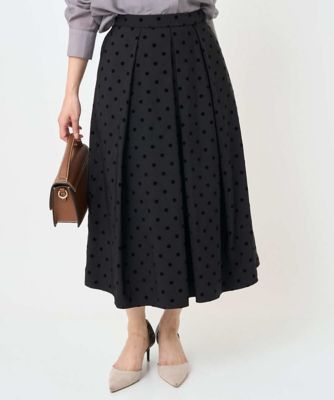 MK MICHEL KLEIN（Women/小さいサイズ）/エムケーミッシェルクラン フロッキードット柄タックスカート/洗える 94ブラック 【三越伊勢丹/公式】