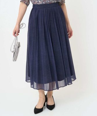 ＜MK MICHEL KLEIN（Women/小さいサイズ）＞【小さいサイズ】デニム調シアープリーツスカート／洗濯機で洗える
