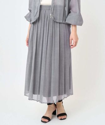 MK MICHEL KLEIN（Women/小さいサイズ）/エムケーミッシェルクラン デニム調シアープリーツスカート/洗濯機で洗える 91ライトグレー 【三越伊勢丹/公式】