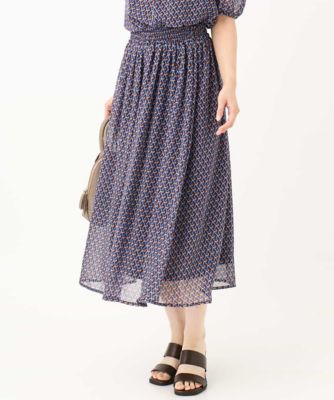 小さいサイズ】［洗える］ジオメットリック柄シフォンスカート | MK
