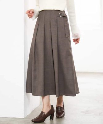 小さいサイズ】［洗える］グレンチェック柄ラップ風タックスカート