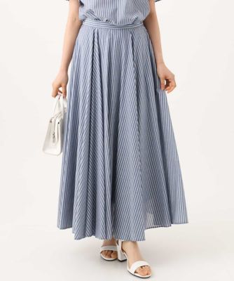 小さいサイズ】［接触冷感／透湿性／洗える］ストライプ柄フレア