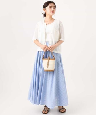 小さいサイズ】［接触冷感／透湿性／洗える］ストライプ柄フレア