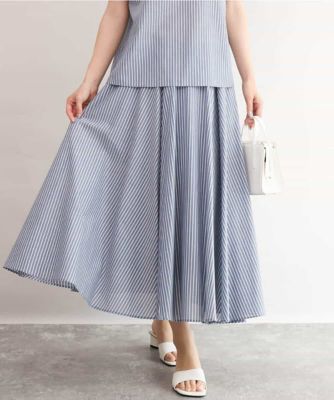 小さいサイズ】［接触冷感／透湿性／洗える］ストライプ柄フレア