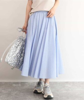 小さいサイズ】［接触冷感／透湿性／洗える］ストライプ柄フレア