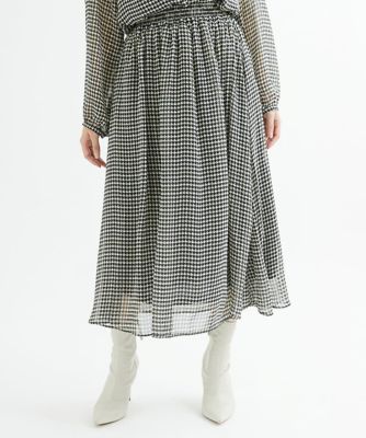 ＜MK MICHEL KLEIN（Women/小さいサイズ）＞【小さいサイズ】クラシカル千鳥プリントスカート／丈の長さが選べる／洗える