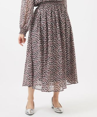 ＜MK MICHEL KLEIN（Women/小さいサイズ）＞【小さいサイズ】総柄シフォンフレアスカート／丈の長さが選べる／セットアップ対応／洗える