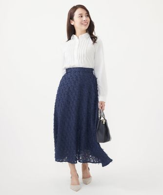 MK ミッシェルクラン（MK MICHEL  ）/【小さいサイズ】フリンジカットジャガードフレアスカート/洗える 小さいサイズ】フリンジカットジャガードフレアスカート／洗える | MK