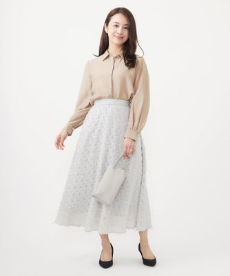 小さいサイズ】フリンジカットジャガードフレアスカート／洗える | MK
