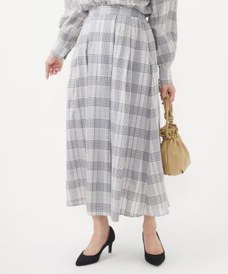 小さいサイズ】シアードビーチェックフレアスカート／洗える | MK