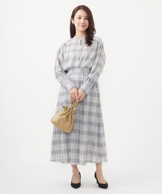 小さいサイズ】シアードビーチェックフレアスカート／洗える | MK