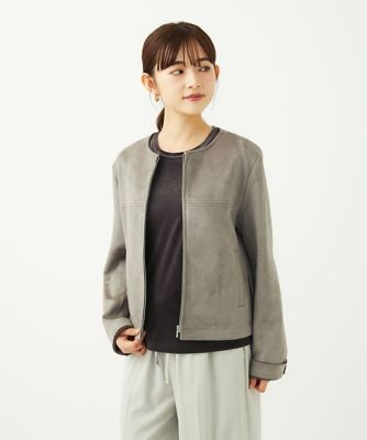 MK MICHEL KLEIN（Women/小さいサイズ）/エムケーミッシェルクラン フェイクスウェードショートブルゾン/洗える 92グレー コート・ジャケット【三越伊勢丹/公式】