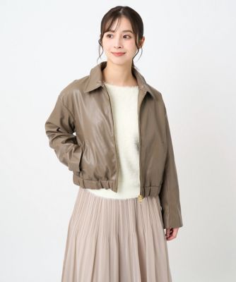 ＜MK MICHEL KLEIN（Women/小さいサイズ）＞【小さいサイズ】ステンカラーフェイクレザーブルゾン／洗える