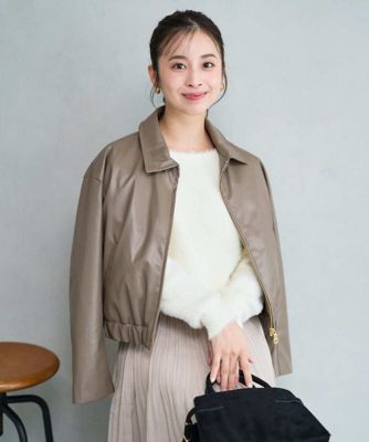 MK ミッシェルクラン（MK MICHEL  ）/【小さいサイズ】ステンカラーフェイクレザーブルゾン/洗える 小さいサイズ】ステンカラーフェイクレザーブルゾン／洗える | MK