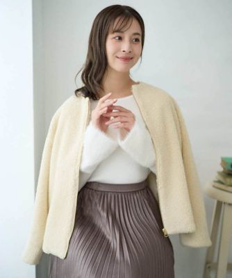 小さいサイズ】ノーカラーボアブルゾン／洗える | MK MICHEL KLEIN