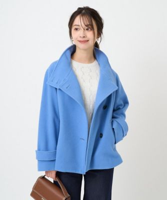 ＜MK MICHEL KLEIN（Women/小さいサイズ）＞【小さいサイズ】エアリアルウール　スタンドカラーショートコート