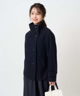 小さいサイズ】エアリアルウール スタンドカラーショートコート | MK