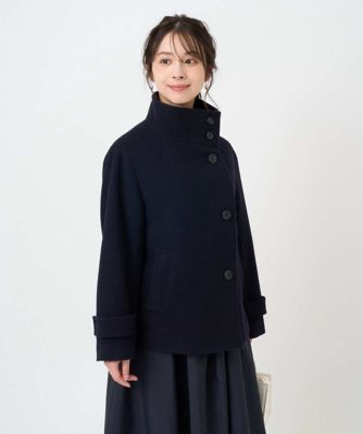 小さいサイズ】エアリアルウール スタンドカラーショートコート | MK