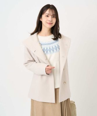 ＜MK MICHEL KLEIN（Women/小さいサイズ）＞【小さいサイズ】エアリアルウール　ミドル丈フーデットコート