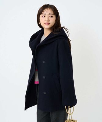 小さいサイズ】エアリアルウール ミドル丈フーデットコート | MK