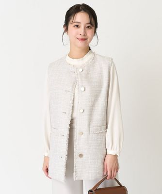 ＜MK MICHEL KLEIN（Women/小さいサイズ）＞【小さいサイズ】ファンシーツイードジレ／洗える