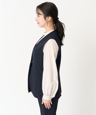 【小さいサイズ】Ｖネックノーカラージレ／制菌加工／洗える