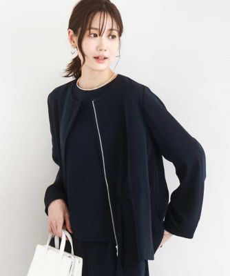 小さいサイズ】ギャザーデザイン ジップアップブルゾン／撥水／防シワ