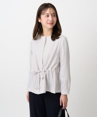 ＜MK MICHEL KLEIN（Women/小さいサイズ）＞【小さいサイズ】ギャザーデザイン　ジップアップブルゾン／撥水／防シワ／洗える