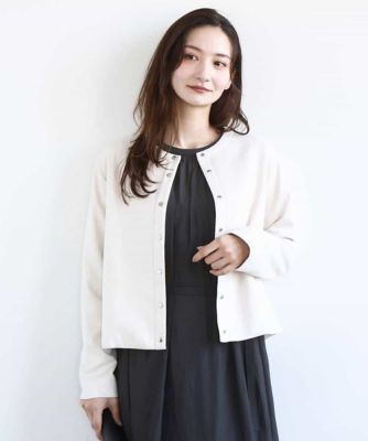 小さいサイズ】フェイクスウェード ドットボタンジャケット／洗える