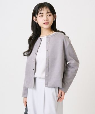 ＜MK MICHEL KLEIN（Women/小さいサイズ）＞【小さいサイズ】フェイクスウェード　ドットボタンジャケット／洗える