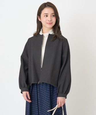 ＜MK MICHEL KLEIN（Women/小さいサイズ）＞【小さいサイズ】フクレジャガードノーカラーブルゾン／洗える