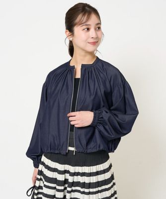 ＜MK MICHEL KLEIN（Women/小さいサイズ）＞【小さいサイズ】デニムライクノーカラーブルゾン／洗える