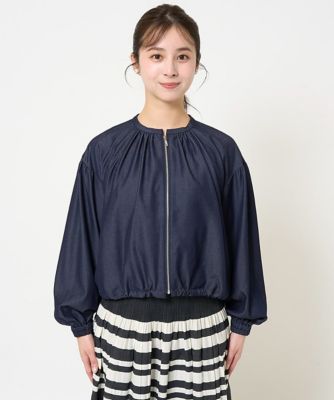 MK ミッシェルクラン（MK MICHEL  ）/【小さいサイズ】デニムライクノーカラーブルゾン/洗える 小さいサイズ】デニムライクノーカラーブルゾン／洗える | MK MICHEL