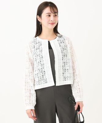 ＜MK MICHEL KLEIN（Women/小さいサイズ）＞【小さいサイズ】レースチュールノーカラーライトブルゾン／洗える