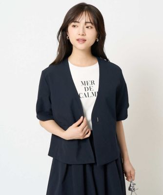 ＜MK MICHEL KLEIN（Women/小さいサイズ）＞【小さいサイズ】ハーフスリーブジャケット／撥水／ＵＶカット／洗える／セットアップ対応