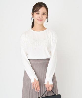 【小さいサイズ】発泡ロゴコットンロンＴカットソー／洗える