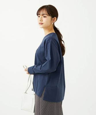 MK ミッシェルクラン（MK MICHEL  ）/【小さいサイズ】刺繍ロゴデザイン コットンロンT/洗える 小さいサイズ】刺繍ロゴデザイン コットンロンT／洗える | MK MICHEL