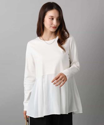 ＜MK MICHEL KLEIN（Women/小さいサイズ）＞【小さいサイズ】タックプリーツデザイン　ペプラムインナーカットソー／洗濯機で洗える