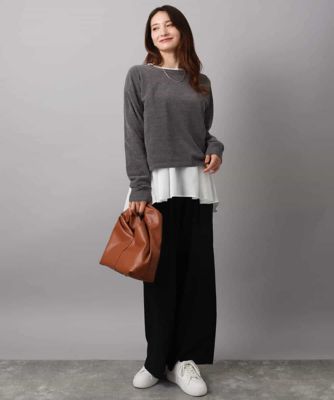 小さいサイズ】タックプリーツデザイン ペプラムインナーカットソー