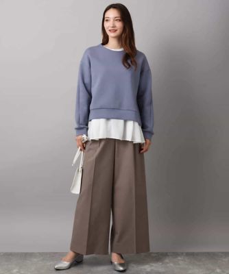 小さいサイズ】タックプリーツデザイン ペプラムインナーカットソー