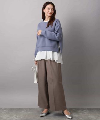 小さいサイズ】タックプリーツデザイン ペプラムインナーカットソー