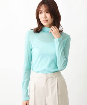 ＜MK MICHEL KLEIN（Women/小さいサイズ）＞【小さいサイズ】シアーコットンハイネックカットソー／洗える