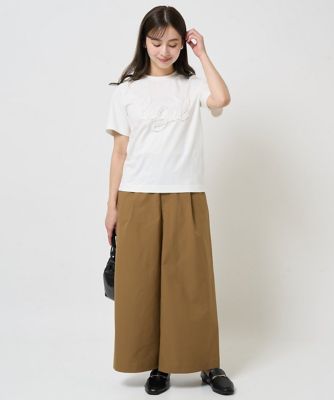 【小さいサイズ】フリンジ刺繍ロゴＴシャツ／洗える