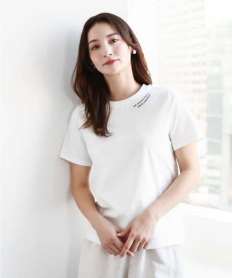 ＜MK MICHEL KLEIN（Women/小さいサイズ）＞【小さいサイズ】刺繍ロゴＴシャツ／接触冷感／ＵＶカット／洗える