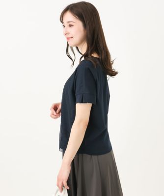 【小さいサイズ】ボーダーチュールカットソー/接触冷感/洗える ボーダーチュールカットソー/接触冷感/洗える(カットソー・T