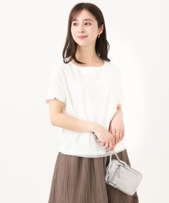 【SALE】MK MICHEL KLEIN（Women/小さいサイズ）/エムケーミッシェルクラン ボーダーチュールカットソー/接触冷感/洗える ホワイト90 トップス【三越伊勢丹/公式】