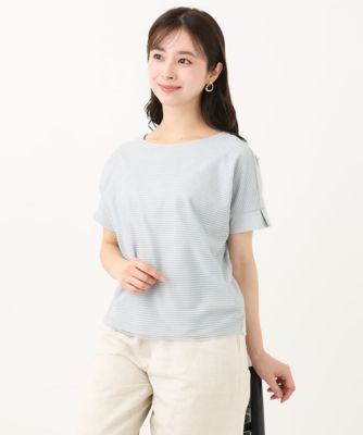 ＜MK MICHEL KLEIN（Women/小さいサイズ）＞【小さいサイズ】ボーダーチュールカットソー／接触冷感／洗える
