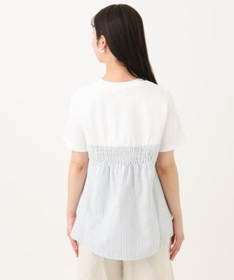 【小さいサイズ】ビスチェレイヤード風フレアーＴシャツ（ストライプ）／洗える